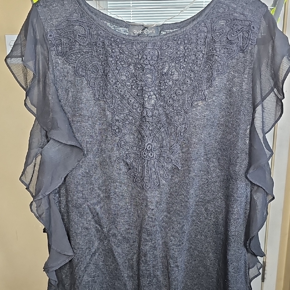 Guess Charcoal Embroidered Blouse